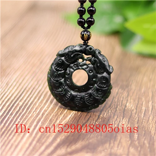 Натуральный черный зеленый Нефритовый дракон ожерелье из бисера обсидиан