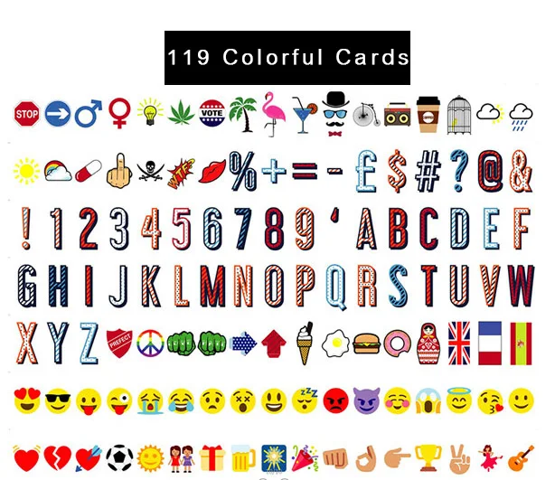 119 Colorful Cards A4 размер USB AA батарея светодиодный комбинированный ночник коробка буквы Сделай Сам символ карты украшение лампа доска для сообщений Лайтбокс - Испускаемый цвет: 119 Colorful Cards