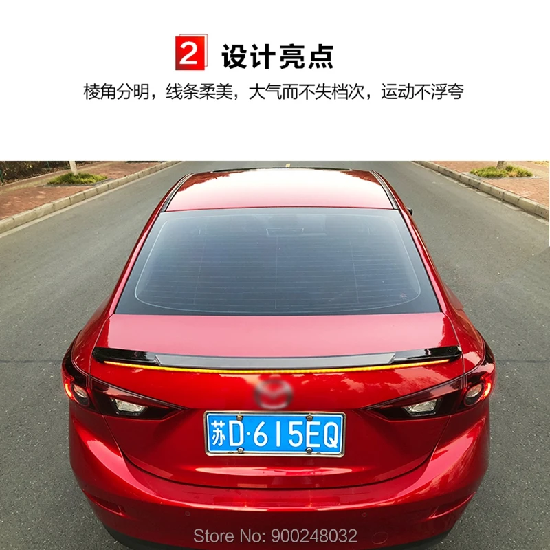 

Для Mazda 3 Axela автомобильное украшение светодиодный спойлер из АБС-пластика Неокрашенный бриллиантовый чехол для багажника автомобильный Стайлинг
