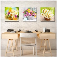 flowers canvas painting colorful daisies sunflowers red purple lavender peony poster print for home rooms gallery wall decoratio