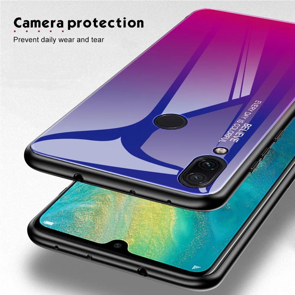Gradient Tempered Glass Phone Case For Redmi Note8 Pro Note6/7 8A 5/6/7 Xiaomi 6/8/9 9SE 8Lite for One Plus Fitted |