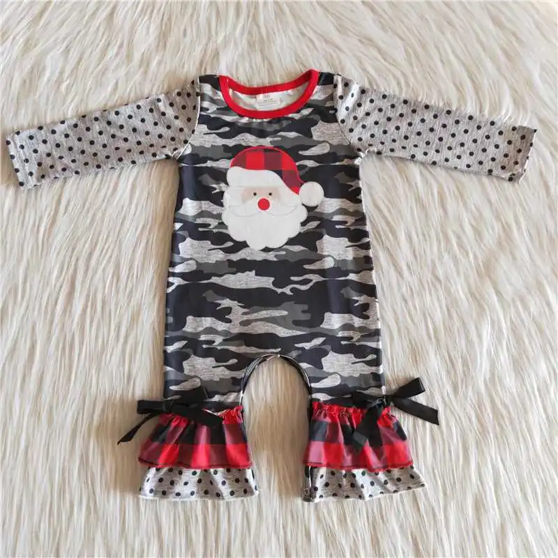 

Plaid camo Baby Kids Boutique Wholesale Clothing Toddler Girls Christmas Romper Fall Winter Childrens Wear Santa Claus Jumpsuit