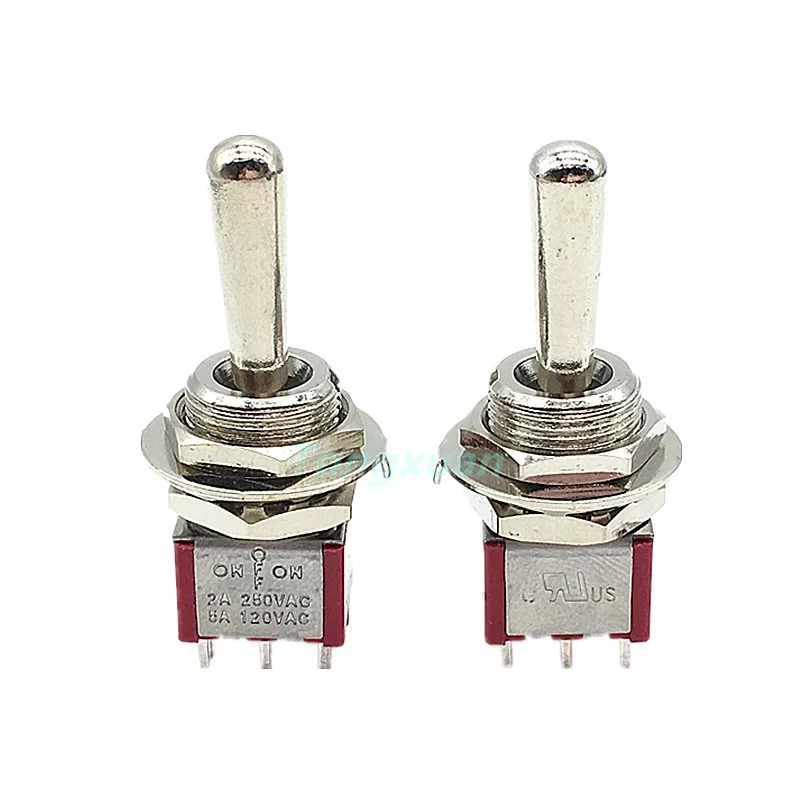 

2pcs 12mm DPDT 6Pin 2/3Position ON OFF ON/ON ON Maintained Mini Toggle Switch Large Long Handle 3A 250VAC/5A 125VAC