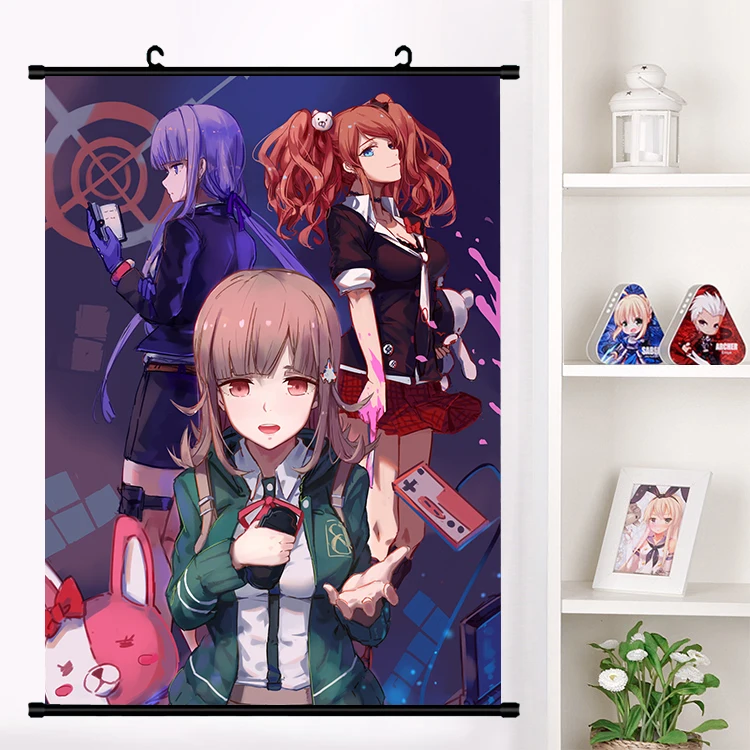 Anime Super Danganronpa 2 Enoshima Junko Akamatsu kaede Wall Scroll Mural Poster Wall Hanging Poster Otaku Home Decor Art