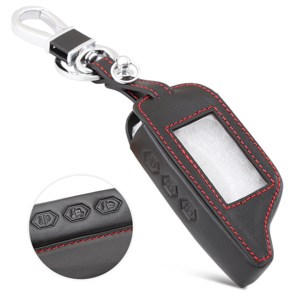 Кожаный чехол для ключей 3 кнопки двухсторонней автосигнализации Starline B9 B6 A91 A61