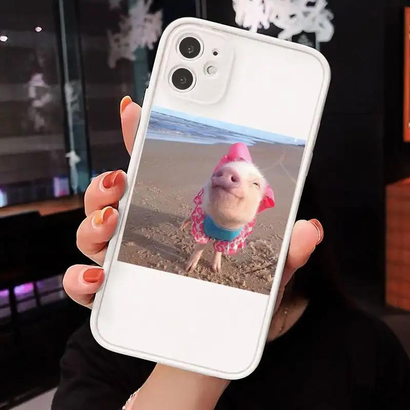 

Cute Little Pink Pet Pig Phone Cases Matte transparent For White iPhone 12 Mini 11 Pro XR XS Max 7 8 Plus X Back Cover