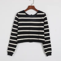 2021 spring sweater pullover flora black striped sweater womens high quality kint