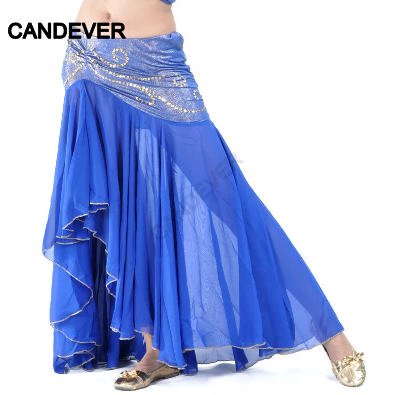 Женский костюм для танца живота юбка рыбий хвост с блестками и оборками в