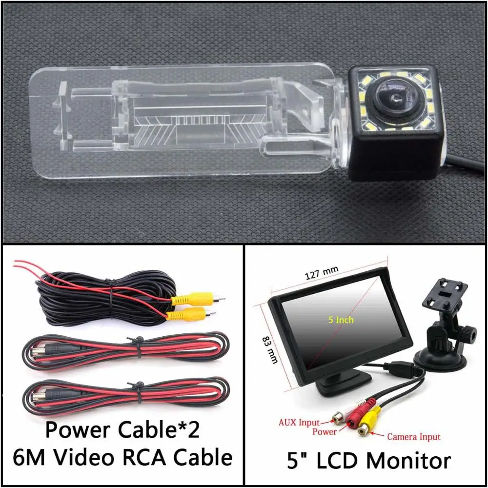 Cam Add 5 inch LCD 12 Светодиодный фонарь Автомобильная камера заднего вида для Smart Fortwo 451 Four/Smart ED автомобильная парковочная Водонепроницаемая резервная камера ночного видения - Название цвета: Cam Add 5 inch LCD