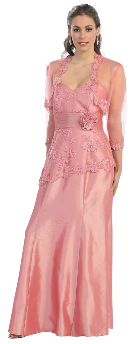 free shipping 2016 new hot sexy sweetheart taffeta long Mother of the Bride lace Dresses with jacket PLUS SIZE flower beading | Свадьбы и
