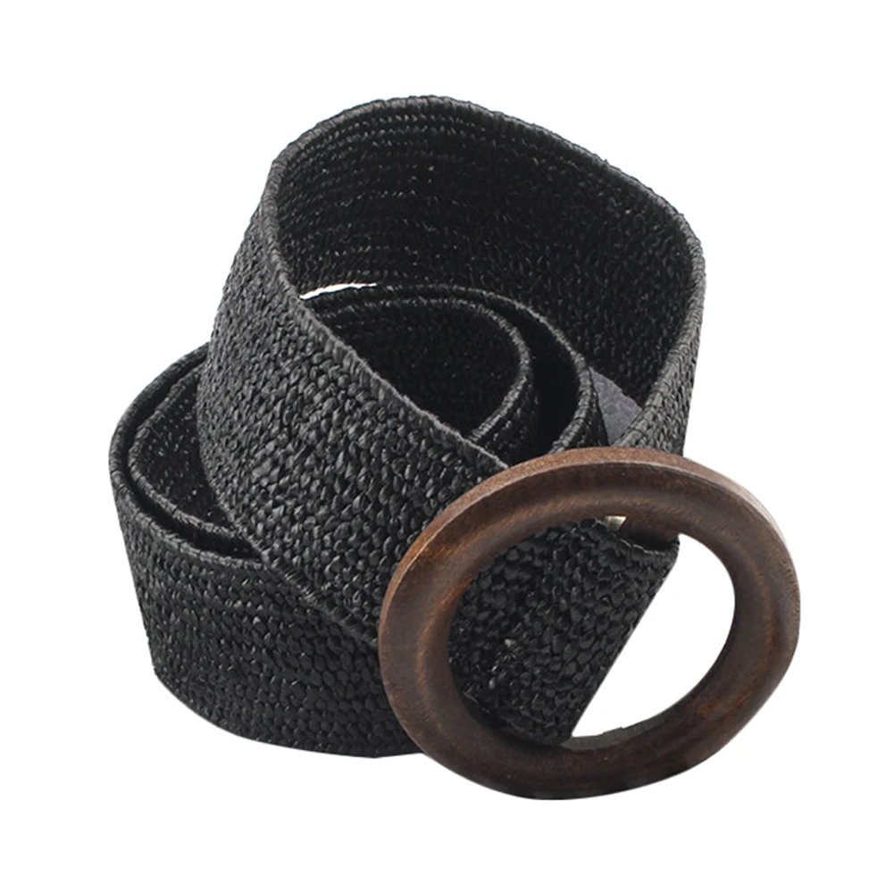 Винтажный плетеный пояс в стиле бохо Однотонный женский ремень с круглой