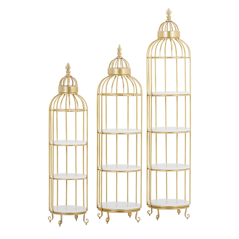 

Wrought Iron Bird Cage Flower Stand Golden Shelf Balcony Living Room Floor Multi-layer Interior Decoration Flower Pot Stand