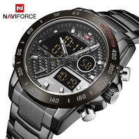naviforce men led digital wristwatches casual fashion dual time countdown stainless steel waterproof luxury male quartz watches