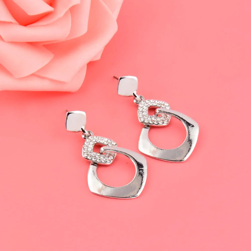 SINLEERY сверкающие стразы наборы свадебных ювелирных изделий Серебро Цвет полые