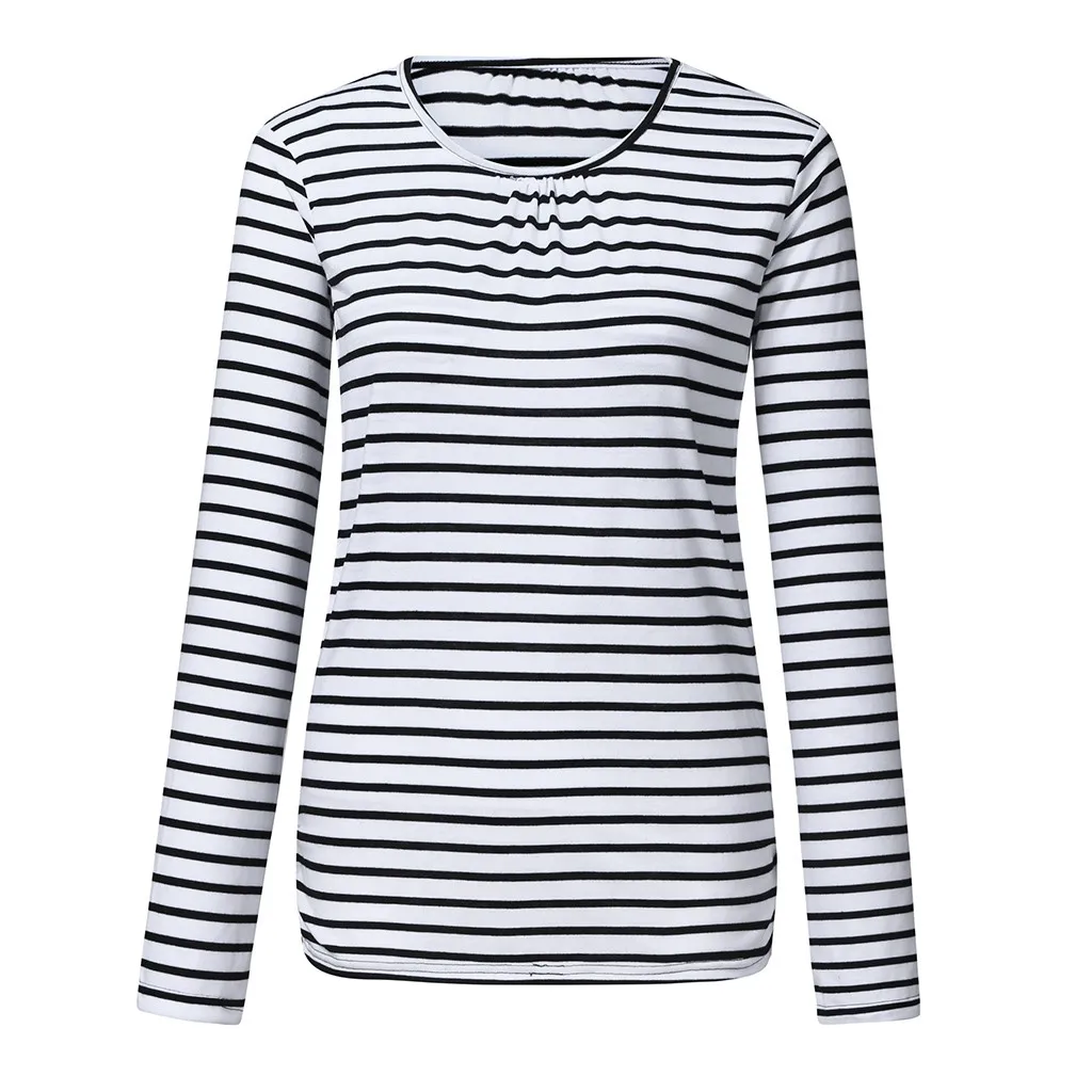 Для женщин блузка для беременных с длинным рукавом в полоску кормления футболки