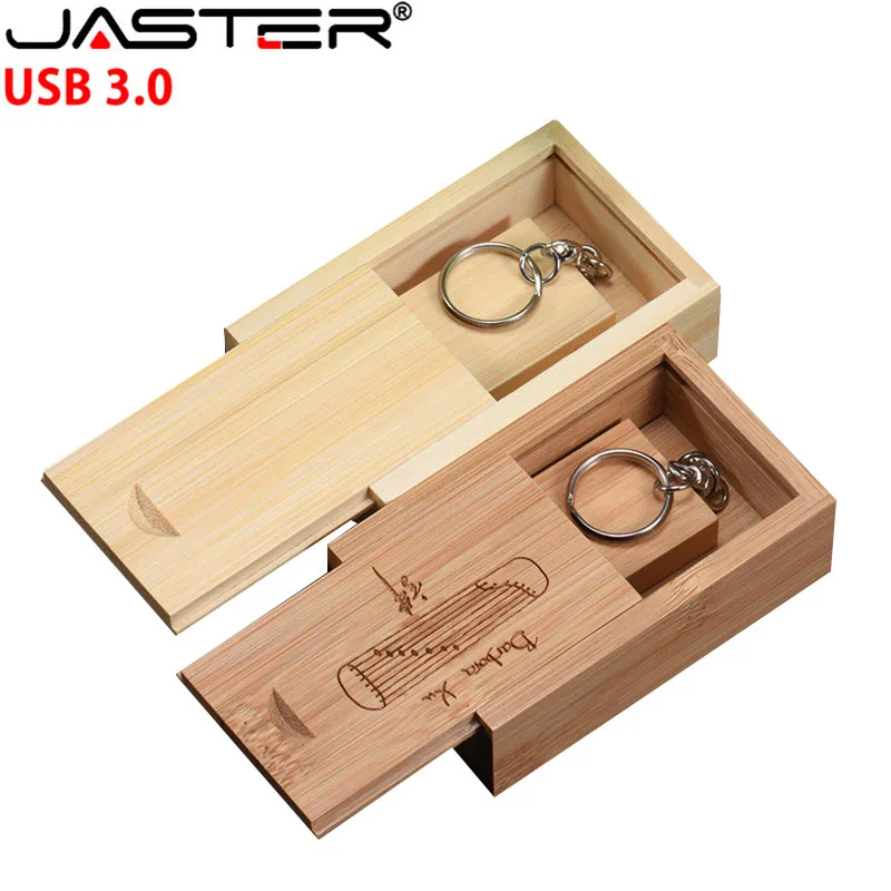 JASTER USB 3.0 5-color square wooden and bamboo usb+ chain + push-pull box flash drive 4GB 8GB 16GB 32GB 64GB memory disk | Компьютеры и