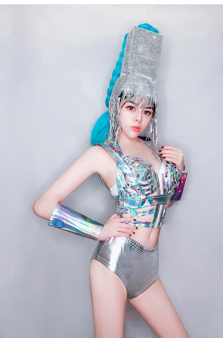 

New Sexy Women Singer Dancer Bar DS Costume Laser Bikini Mask Dance Outfit Club Party Show Nightclub Performance Stage Clothes