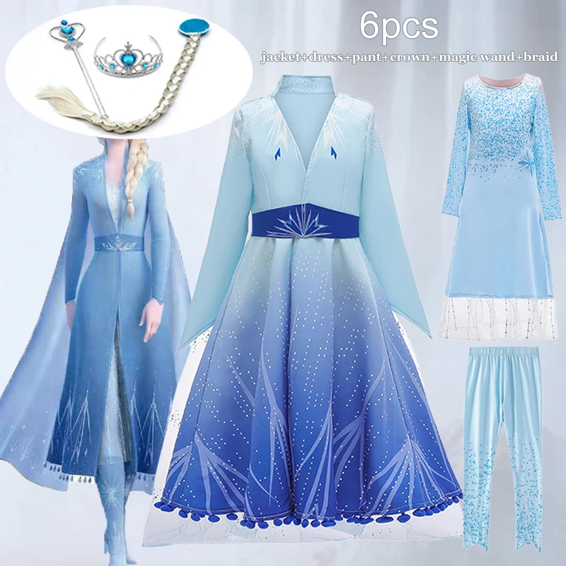 Anna Elsa Dress For Girls Carnival Cosplay Party Snow White Princess Costume Kids Dresses Girl Long | Детская одежда и обувь - Фото №1