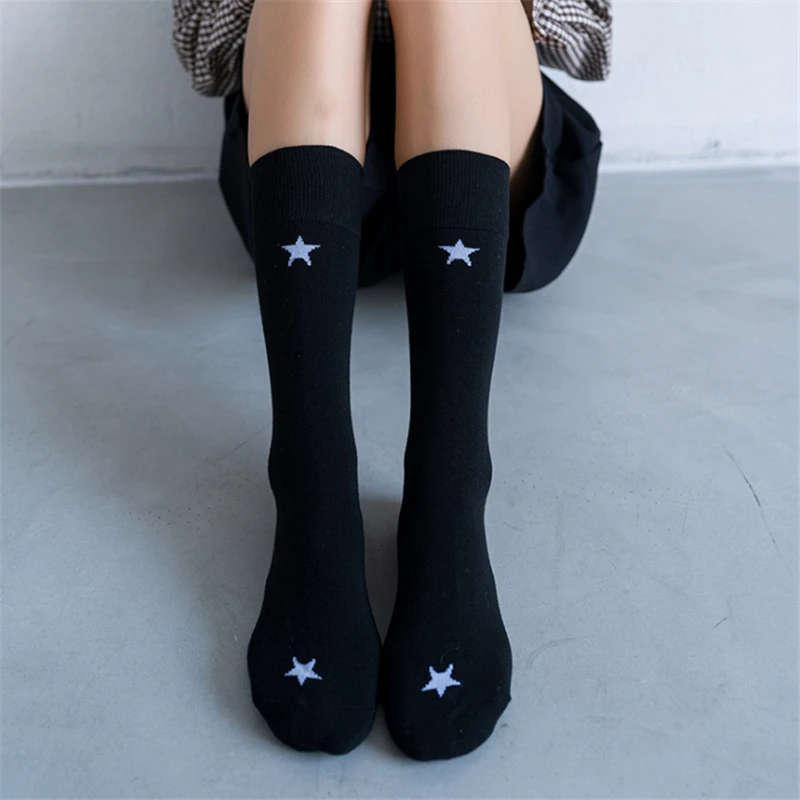 Autumn Winter Women Socks Long Fashion Solid Star Letter Cotton Sock For Ladies 1 Pair New Arrival Top Sell Personality Socks