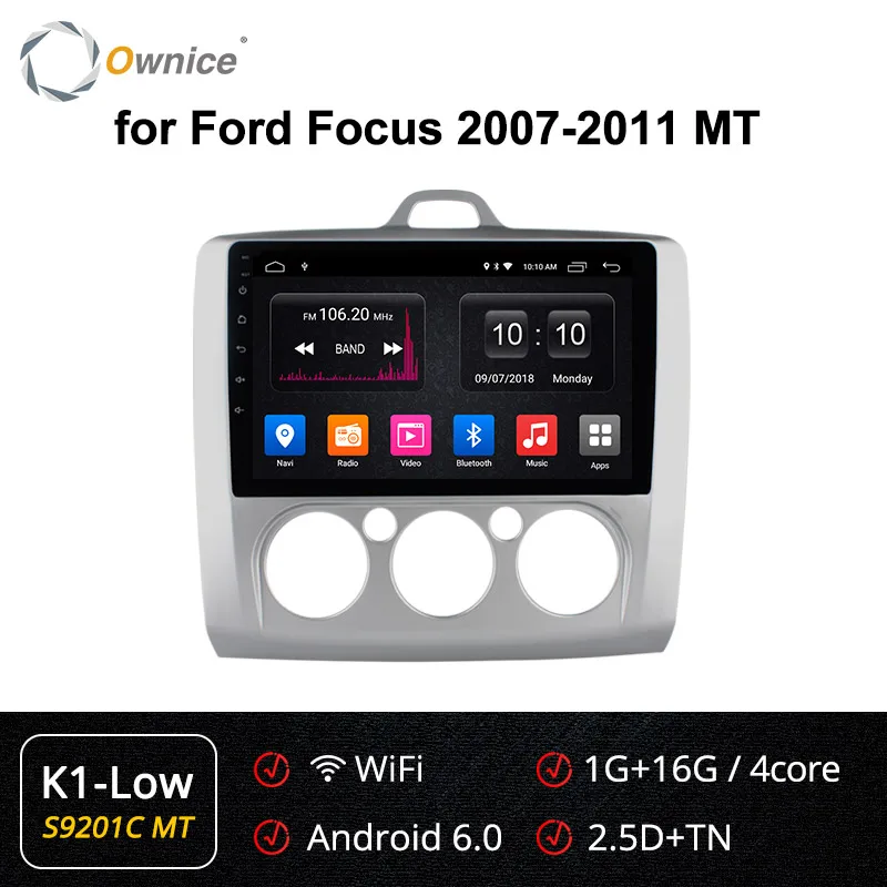 S9201-1 K1-Low Ownice K3 K5 K6 2DIN Android 8,1 Восьмиядерный автомобильный Радио dvd-плеер для Ford FOCUS 2007 2008 2009 2010 2011 Navi gps 4G LET DSP - Цвет: S9201-1 K1-Low