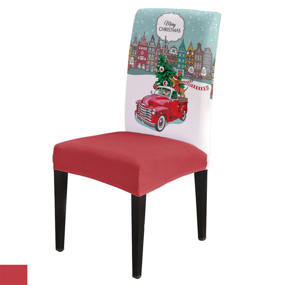 

Спандекс Чехол для стула «Рождество» город счастливого Новый год чехол для кресла для дома Декор отеля свадебные принадлежности для обеден...
