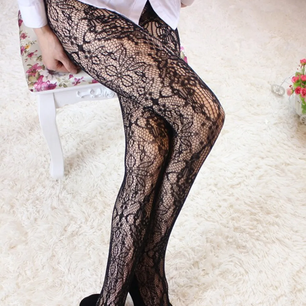 

NEW Summer Sexy Women Tights Rose Flower Lace Mesh Tights Women Hollow Out Woman Pantyhose Stockings Net Collant Silk Stocking