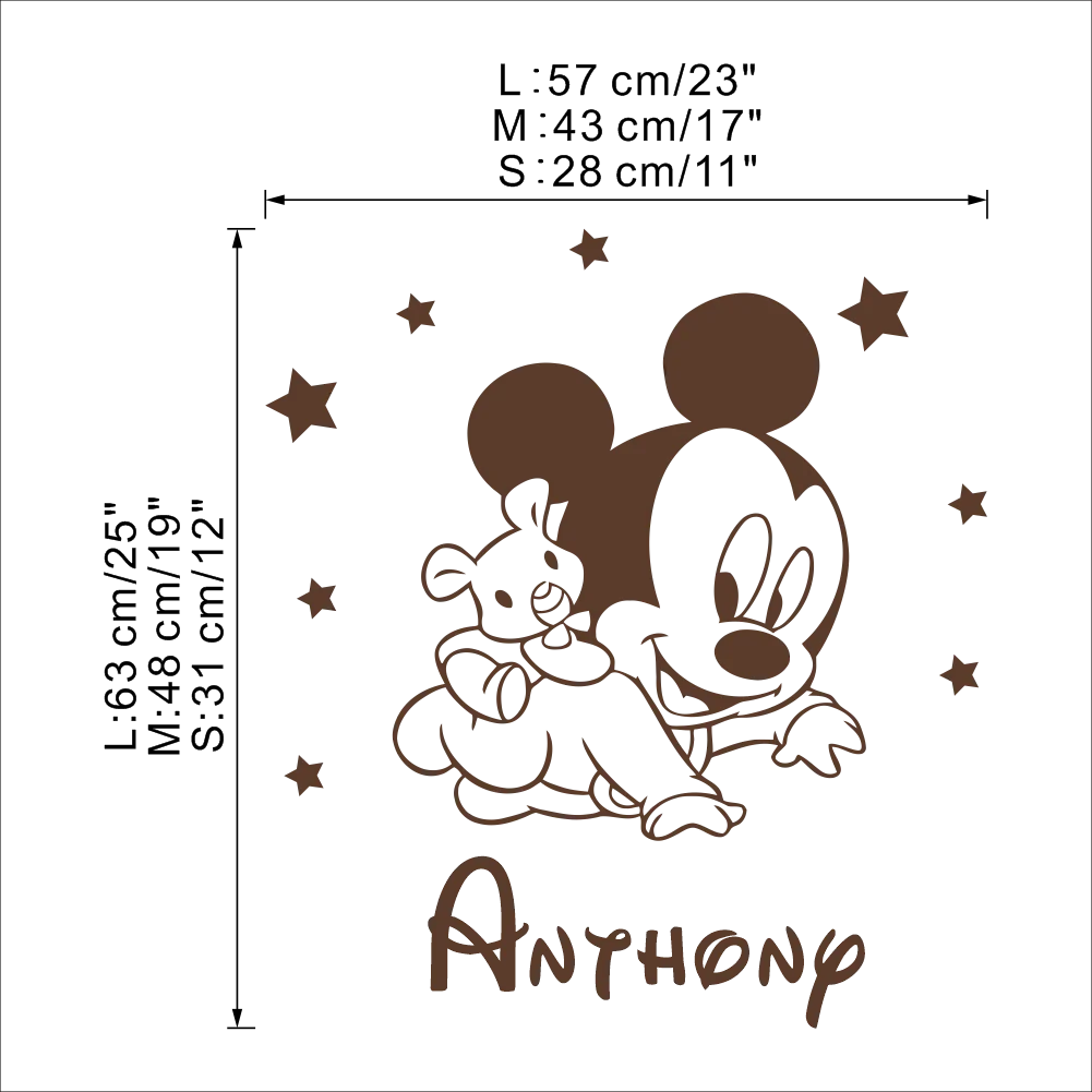 

Disney Cute Baby Mickey Mouse Vinyl Wall Sticker Decor For Nursery Room Kids Room Bedroom Accessories Wallpaper Decor VA8610BS