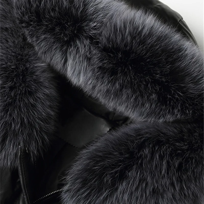 Зимняя женская куртка из натуральной кожи 2020 пальто овечьей с лисьим мехом