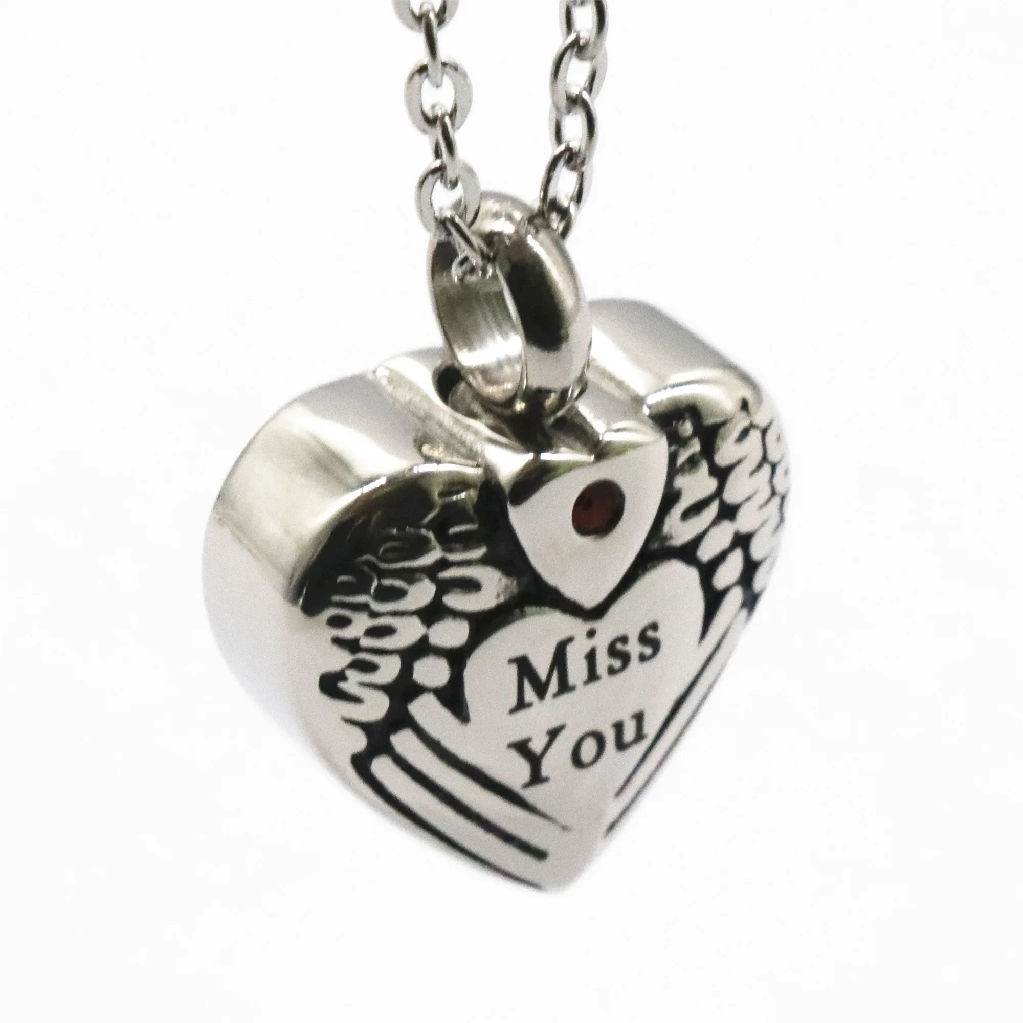 

"Miss You" Cremation Jewelry Keepsake Memorial Urn Necklace Ash Holder