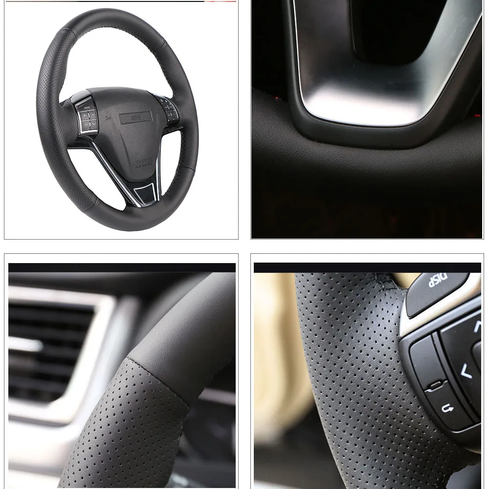 Модифицированная Кожаная оплетка черного цвета для руля Hyundai Solaris Verna i20 2008-2012 Accent |