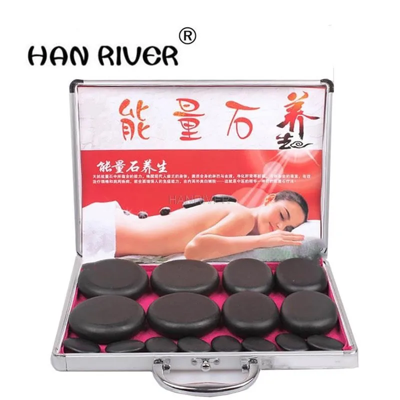 

Массажные камни, натуральная энергия, 16 шт./комплект, горячий спа-камень, Базальтовый Камень с нагревательной коробкой 110-240 В