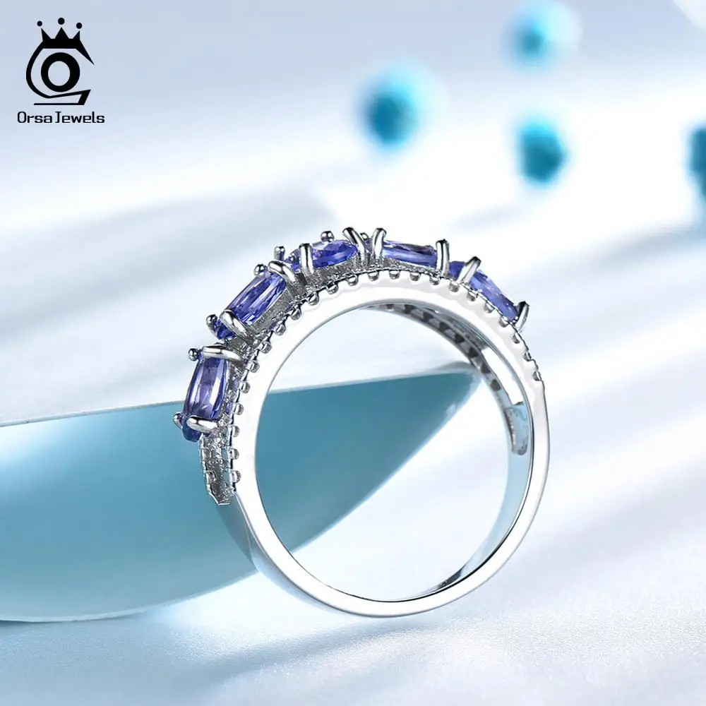 ORSA JEWELS модное женское свадебное кольцо из чистого 925 пробы серебра овальной огранки с натуральным фиолетовым танзанитом, хорошее ювелирное изделие VSR18
