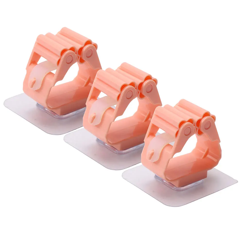 

3pcs ABS Universal No Trace Home Waterproof Self Adhesive Wall Mounted Punch Free Mini Bathroom Seamless Kitchen Mop Hook