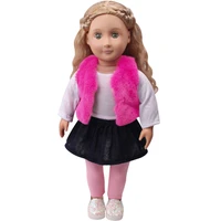 18 inch american doll girls clothes magenta plush vest newborn baby toys accessories fit 40 43 cm boy dolls gift c707