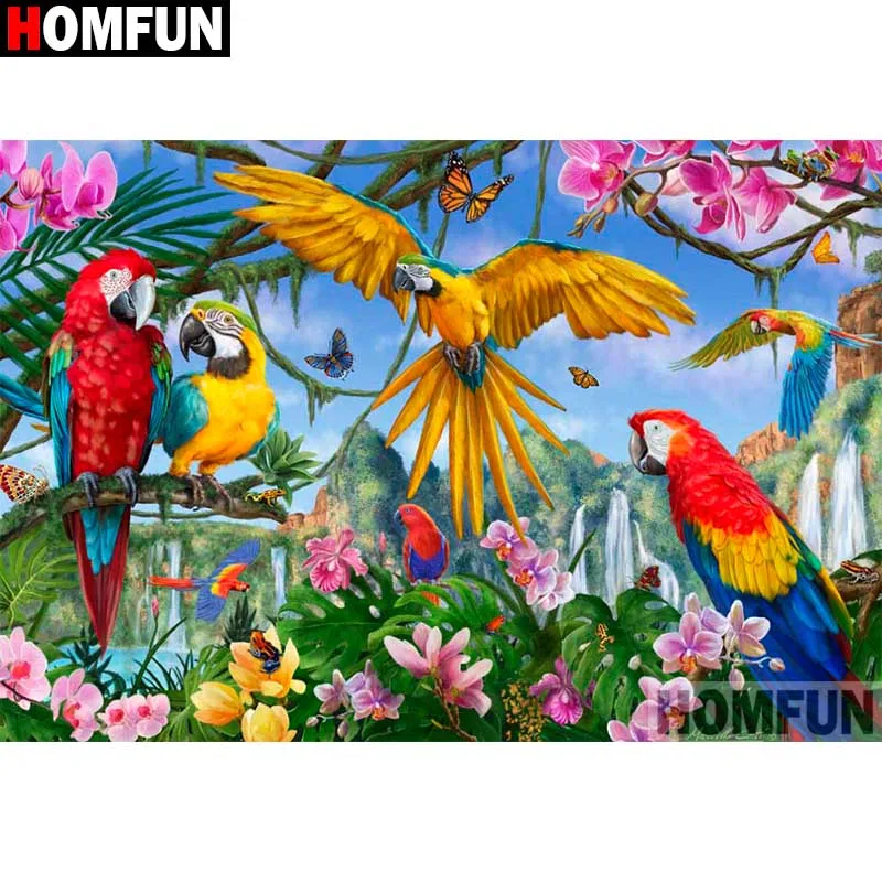 5D алмазная живопись HOMFUN для творчества попугай Птица вышивка крестиком 3D Стразы