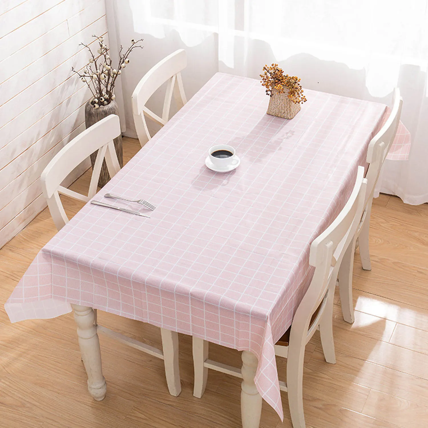 Пластиковая скатерть маслостойкая Водонепроницаемая прямоугольная клетчатая