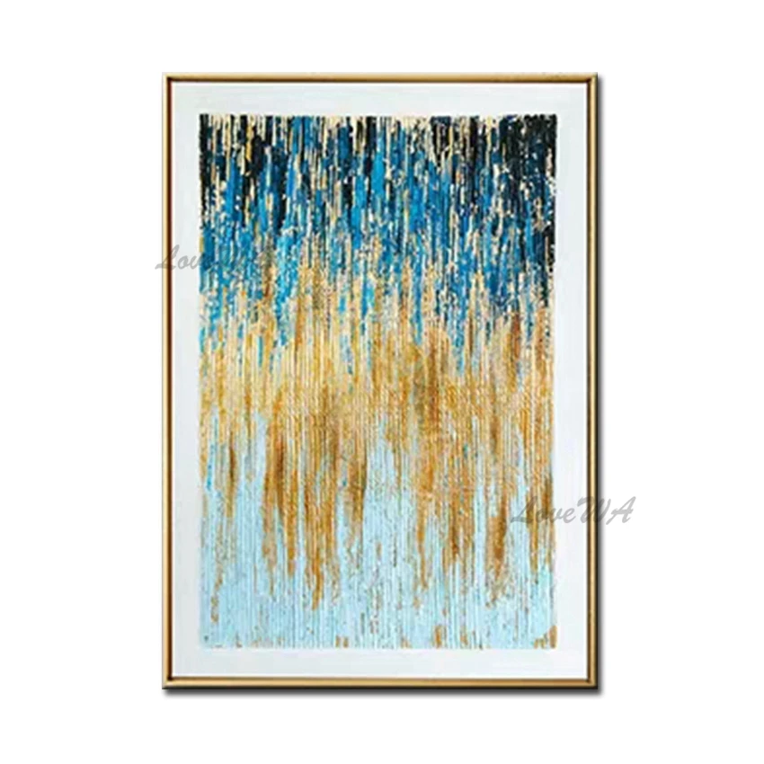 

Unframed Thick 3D Art 100% Hand Painted Gold Oil Painting Art Textured Home Decoration Canvas Wall Paintings Art Free Shipping