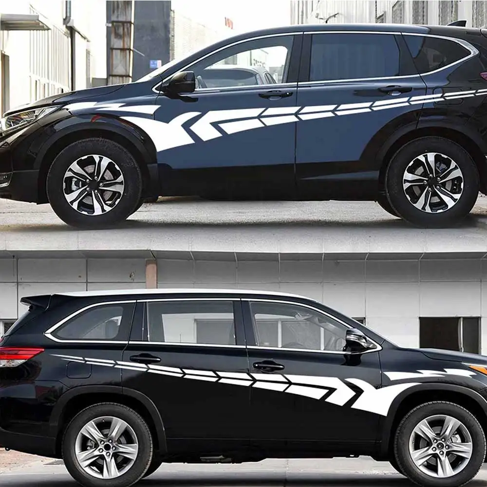 

2 шт., длинные виниловые наклейки для боковой двери автомобиля