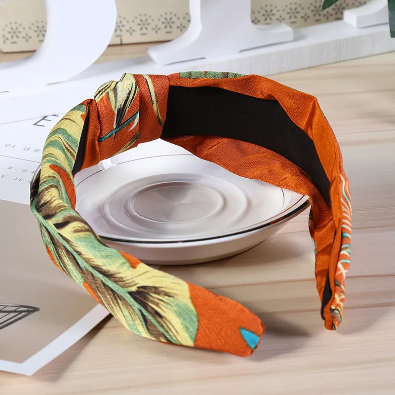 Новинка Женская винтажная Цветочная повязка для головы с принтом Топ бантик