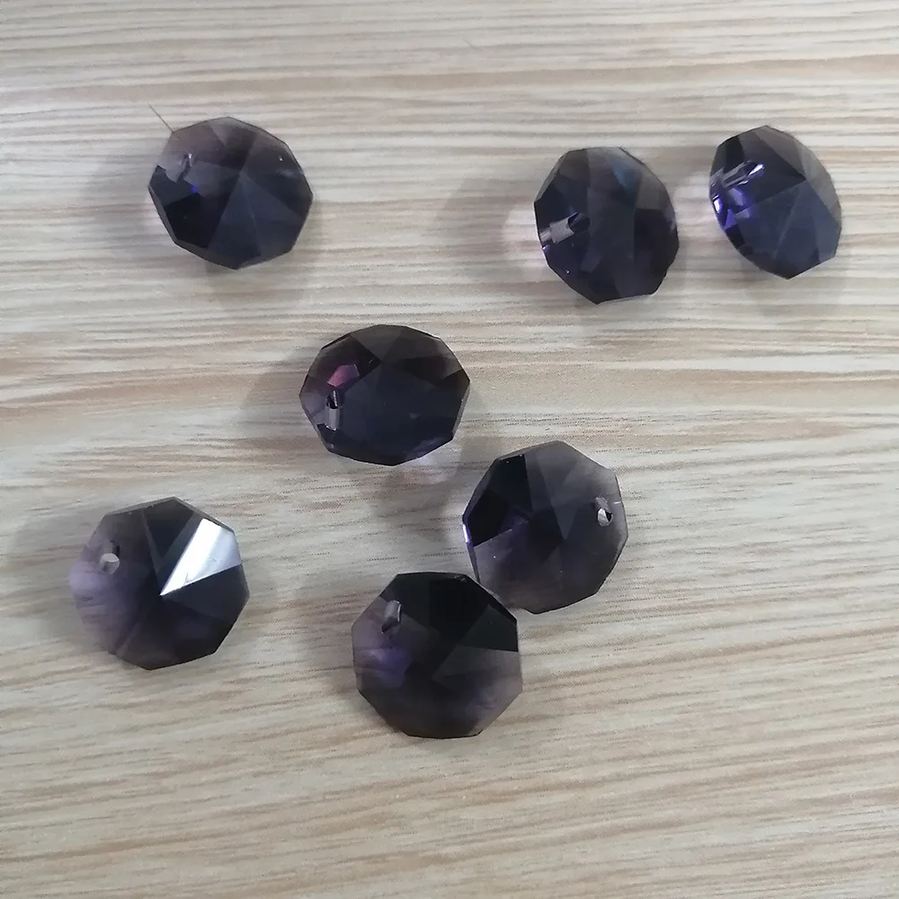 20 шт. (одно отверстие) фиолетовая 14 мм Хрустальная восьмиугольная свободная