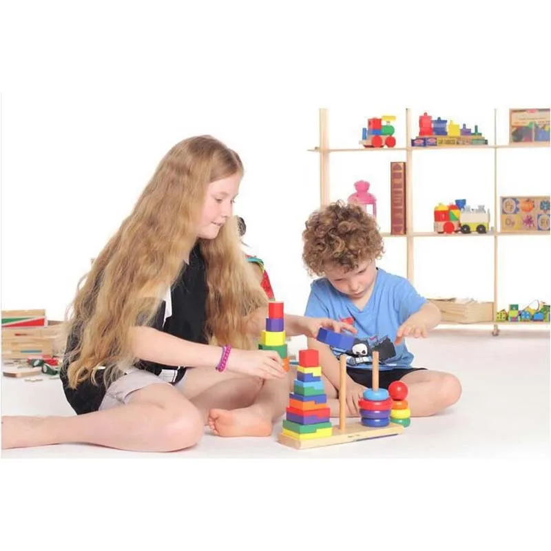 Детские развивающие игрушки Дженга трехколонный Радужный Строительный блок