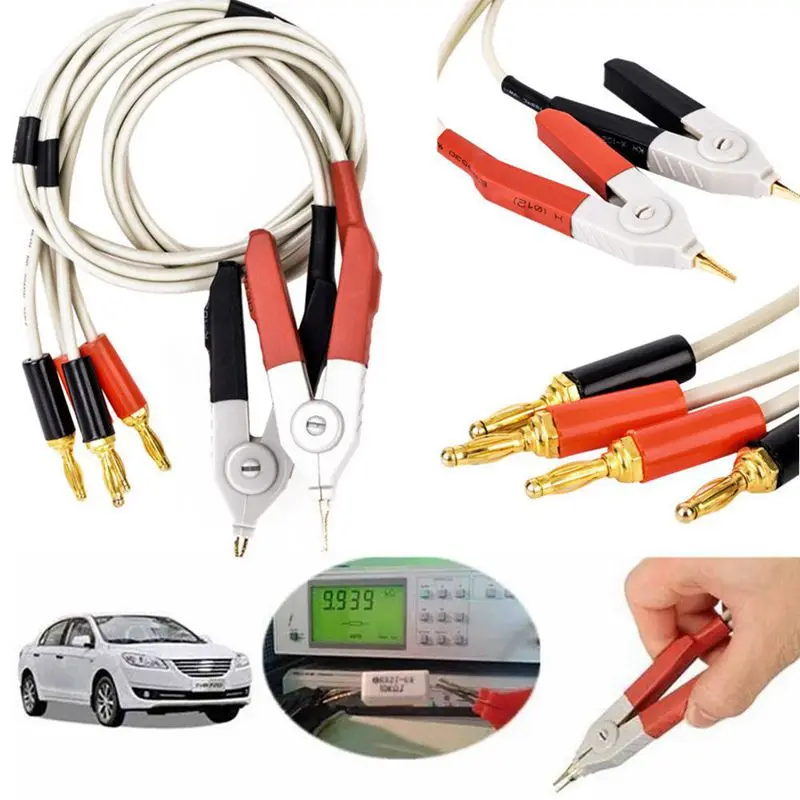 1 pair insulated banana plug clips cable Low Resistance LCR Clip Probe Leads Test Meter Terminal Kelvin New | Обустройство дома