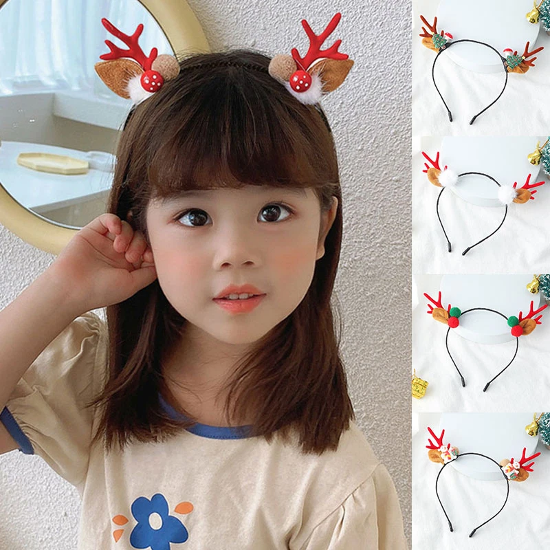 

Милая Рождественская повязка на голову, обруч для волос с мультяшными рогами, ободок для волос с искусственным деревом, обруч для волос для ...