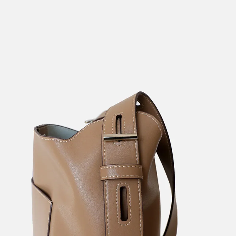 

Large Capacity Ladies Hand Bags Genuine Leather Shoulder Bag Luxury Designer Big Bucket Totes Handbags For 2021 Bolsas Feminina