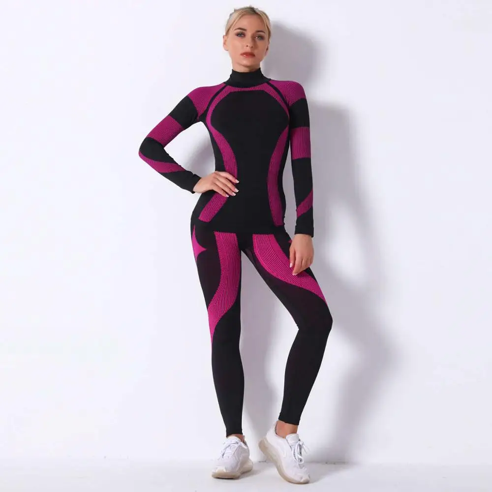 Women Girl Skiing Underwear Set Fitness Workout Thermal Gym Ski Snowboarding Sport Running Yoga Exercise Suit Long Johns 9185