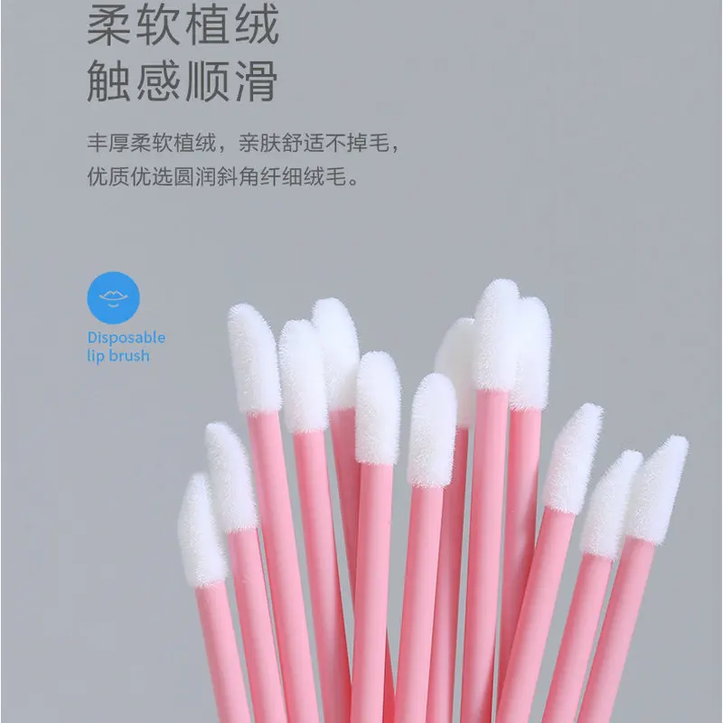 

50pcs Disposable Lip Brush Stick Portable Independent Packaging Mini Lipstick Makeup Brush Hygiene