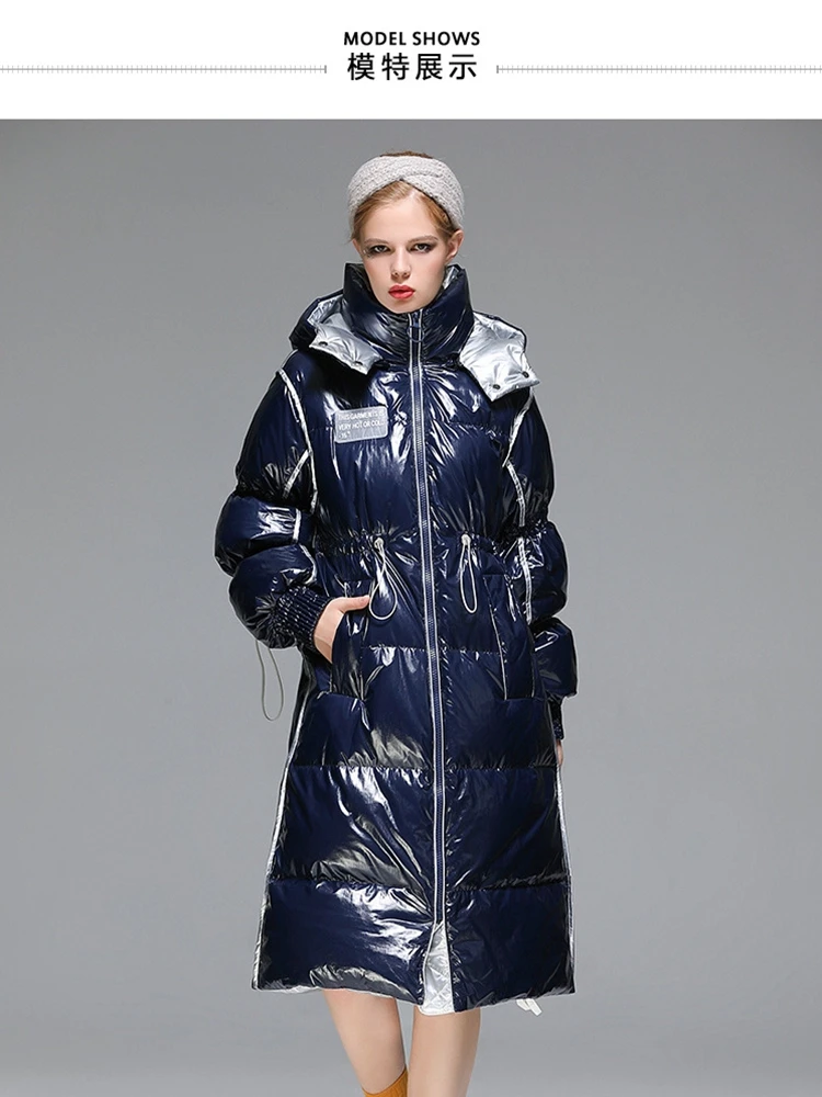 

Loose Thick Hooded Warm White Duck Down Down Jacket Women 2020 New Mid-Length Winter jacket black beige navy blue