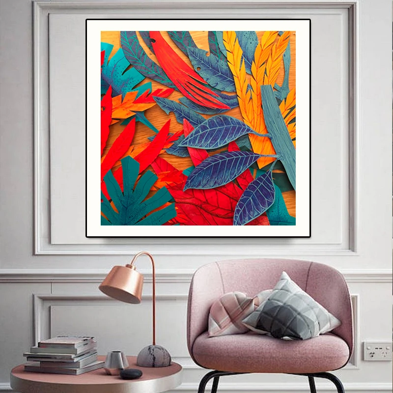 Холст настенные художественные картины красочные листья прикроватные на стене