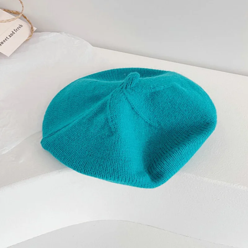 Модный детский вязаный берет шапка однотонные детские теплые шапки