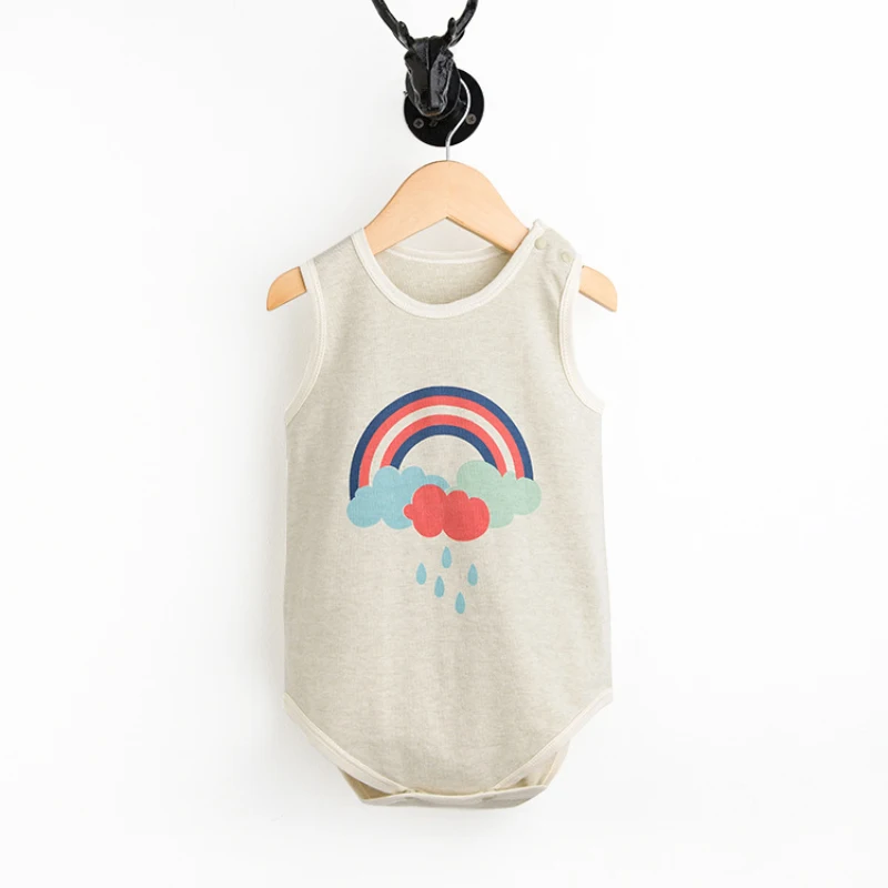 

Baby Organic Colored Cotton Clothes Sleeveless Unisex Boy Girl Rompers Newborn Jumpsuit Summer